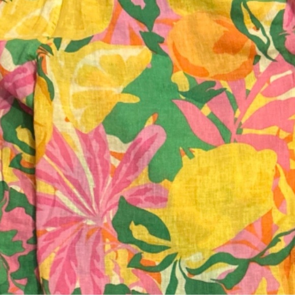 C&C California Vibrant Floral and Lemon Print Wide-Leg Pants - Size XL - Picture 6 of 8